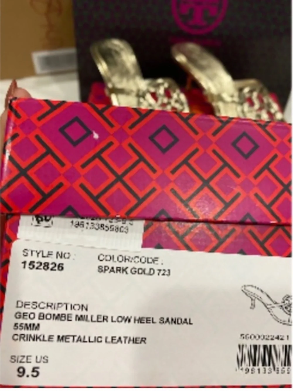 New! Limited edition! Tory Burch Geo Bombe MILLER LOW HEEL SANDAL #9.5